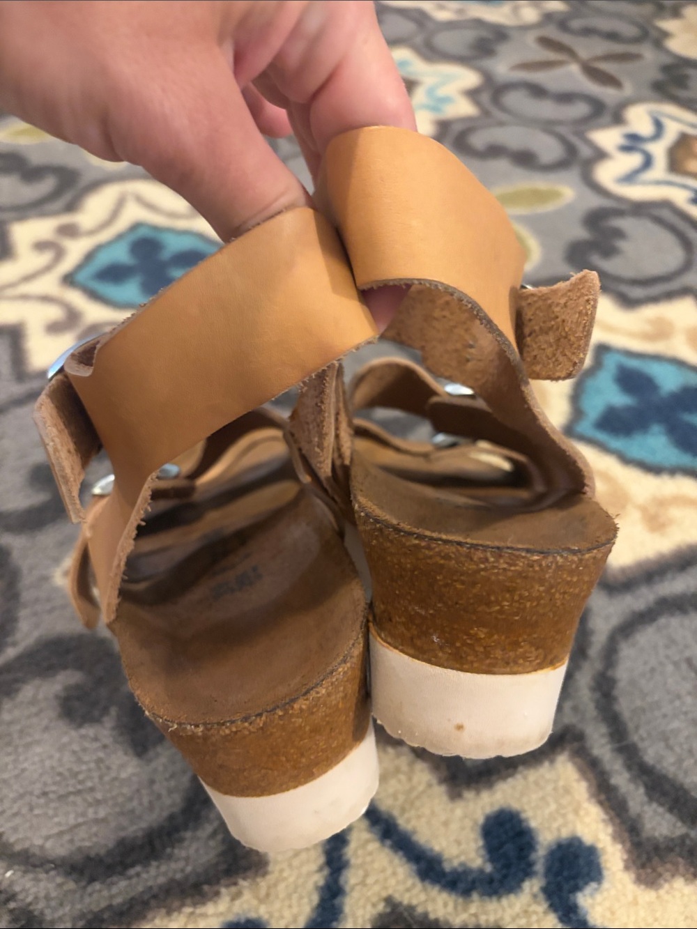 Birkenstock Papillon Linnea Wedge Three-Strap Leather Sandals in Latte - Picture 5 of 8